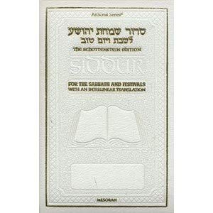 Siddur Interlinear Weekday Pocket Size Ashkenaz White Leather Schottenstein Ed (Hebrew Edition)