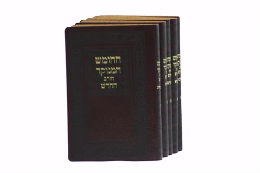 [3274] החומש המנוקד | עם תפילות שבת נוסח אשכנז | גודל כיס | סט 5 כרכים | הוצאת חורב